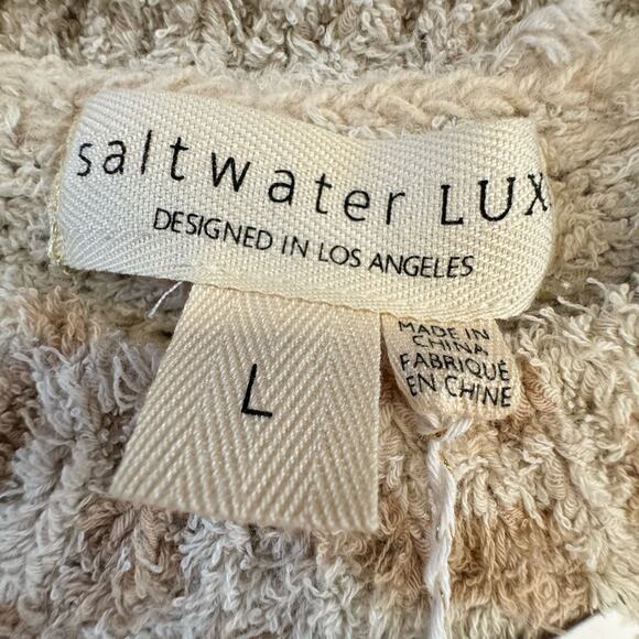 Saltwater Luxe Soft Short Eyelash Knit Sweater Sz Large Cheetah Cozy Lounge NWT - Picture 6 of 15